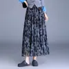 Falda de línea A con pliegues de palillo, estampado digital de lunares degradados estilo retro francés, nueva para otoño e invierno 2026