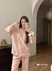 Traje casual para caminhada outono e inverno Pijama Feminino Estilo Vermelho da Internet Fresco Desenho Animado Roupas de Casa Quente Conjunto de Duas Peças Solto