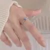 Anillo de plata de ley 925 chapada con piedra lunar para mujer, diseño simple, anillo para el dedo índice, lujo ligero, moderno y único, estilo fresco y minimalista