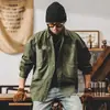 Camisa de trabalho patchwork retrô americana para homens, camisa casual solta da moda de outono com mangas compridas, jaqueta masculina no atacado