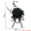 Halloween Flor Negra Rosa Baya Ramillete Flor de Muñeca Estilo Gótico Oscuro Boda Fiesta Broche Accesorio Broche del Novio