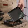 Cocina Japonesa de Sushi Transfronteriza Plato de Pájaro a la Parrilla Plato Cuadrado Vajilla de Cerámica Negra Plato para Sashimi a la Parrilla Plato para Pasteles Comercial