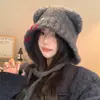 Gorro con Orejas de Oso y Botones Dulce y Lindo para Mujer, Otoño e Invierno 2026 Cálido y a Prueba de Frío, Gorro de Punto que Adelgaza el Rostro y Protege los Oídos