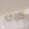 Pendientes con Forma de Flor de Perla y Orejas de Conejo Estilo Dulce y Femenino, Exquisitos y Llamativos, Pendientes Frescos y Lindos al por Mayor