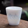 Taza de té de cerámica blanca con esmalte gordo, alta, blanca, de pared delgada, dorada, tazón de té, taza, juego de té kung fu, taza individual, se puede poner logotipo