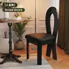 Cadeira de Jantar Vintage em Madeira Maciça Estilo Francês, Cadeira com Encosto de Designer Meio do Século, Cadeira para Toucador de Quarto Estilo Wabi-Sabi, Cadeira Chave