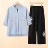 Ropa de Primavera para Madres, Camisas de Algodón y Lino para Mujeres de Mediana Edad y Mayores, Camisas de Verano para Abuelas, Ropa para Personas Mayores, Conjunto de Nuevo Estilo 2026