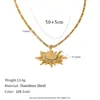 Mengjia Europeu e Americano Transfronteiriço Mais Vendido Retro Simples Joia Aço Inoxidável Banhado a Ouro 18K Pingente de Sol Colar com Corrente Figaro