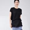 Camiseta de Manga Corta Holgada de Moda para Mujer, Ligera y Transpirable, Mangas Murciélago, Cuello Redondo, Disimula Imperfecciones, Adelgazante, Versátil Top Estilo Miyake