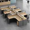 Escritorio de Oficina y Silla para Personal Combinación 6 Personas Pantalla de Oficina Simple Moderna Doble Divisoria para 4 Personas Mesa de Estación de Trabajo para Computadora