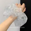 Scrunchie de Verão Estilo Coreano com Renda, Bolinhas e Flores, Tamanho Grande para Rabo de Cavalo ou Coque, Acessório de Cabelo, Elástico de Cabelo