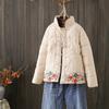 Comercio exterior exportación chaqueta acolchada de algodón con botón retro chino para mujer corta étnica bordada chaqueta acolchada abrigo grueso y cálido