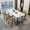 Mesa de jantar italiana em pedra sinterizada de luxo leve e conjunto de cadeiras mesa retangular de jantar minimalista moderna para apartamento pequeno mesa de pedra sinterizada