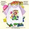 Super Mario Bros. camisetas de mercancía para hombres, mujeres y niños, adecuadas para estudiantes, versátiles para el verano, manga corta de algodón puro, modernas