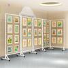Rejilla de Hierro Forjado Estante de Exhibición Plegable Área de Arte de Jardín de Niños Obras Exposición de Caligrafía Rejilla de Red Estante de Almacenamiento Móvil Vertical