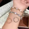 Estilo Tiktok Lujo Ligero Moda Simple Exquisito Flor de Circonita Microincrustada Pulsera Fresca Dulce Joyería Floral