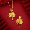 Vietname Areia Ouro Oco Pavão Tela Aberta Gota de Água Pingente Colar Cobre Banhado A Ouro Estilo Étnico Pingente de Casamento Pavão Antigo