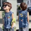 Camiseta sem mangas Tie-Dye 100% Algodão para Meninos e Meninas 2026 Verão Colete Fresco e Estiloso para Crianças Maiores, Top Versátil da Moda