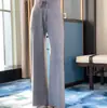 Pantalones de Punto Anchos Suaves y Gruesos 100% Lana para Mujer, Otoño e Invierno de Cintura Alta Adelgazantes con Caída Rectos de Pierna Larga Casuales