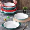 Estilo Nórdico Plato Caliente Redondo Grande Plato para Sopa Plato Profundo Red de Plástico para Hotel Comercial Celebridad de Internet Mariscos Cangrejo de Río Plato para Cena con Dos Asas