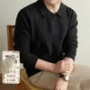 Suéter de Tricô Masculino 2026 Outono/Inverno Gola Seagull Camisa Polo de Tricô Estilo Old Money Cor Sólida Casual de Negócios Suéter Quente