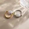 Anillo de Acero Inoxidable 18K Estilo Barroco Botón Perla Wanxing Moda Personalidad Joyería de Nicho Accesorios Transfronterizos