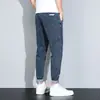 Jeans Finos de Nueve Puntos para Hombre de Verano, Marca de Moda, Pantalones Versátiles Sueltos Rectos Elásticos, Nuevos Pantalones Casuales para Hombre