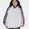 Outono e inverno estilo americano retro carta impressa contraste cor suéter com capuz masculino e feminino moda marca solto casual casal hoodie