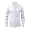 Camisa Social Masculina Branca de Manga Longa Anti-Amasso Formal de Negócios Slim Fit Estilo Coreano Profissional para Escritório Casual