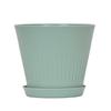 Maceta de Plástico Rayada de Estilo Nórdico Simple con Cintura Abierta y Plato Maceta Decorativa de Escritorio para Jardinería Interior de PP Colorida