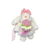 Novo Chaveiro de Coelho de Orelhas Longas Pelúcia Vestido Fofo e Fofo Segurando Flores Boneca Coelho Pingente de Bolsa para Mulheres