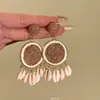Pendientes Geométricos de Celebridad de Internet Estilo Resort Pendientes de Ratán Tejidos a Mano con Rafia Estilo Étnico Pendientes de Verano para la Playa Venta al por Mayor