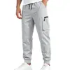 Ropa de Otoño e Invierno Comercio Exterior Transfronterizo para Hombre Tallas Grandes Casual Deportiva Ropa de Trabajo Moderna Resistente Forro Polar Grueso con Cordón Múltiples Bolsillos Pantalones