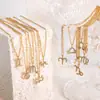 Hip Hop Europeo y Americano Nuevo Colgante de las Doce Constelaciones Aries León Colgante de Pedrería Collar Acero de Titanio Chapado en Oro Verdadero 18K