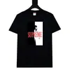 Camiseta de Manga Curta Supreme, Marca de Moda Americana de Peso Pesado, Estampa Clássica de Letras, Gola Redonda Boxy, Caimento Solto, Manga Meia-Manga para Homens e Mulheres