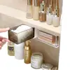 Caja de Almacenamiento de Hisopos de Algodón Montada en la Pared del Baño Caja de Almacenamiento Giratoria sin Taladro para Dormitorio Caja Pequeña para Pinzas de Pelo y Artículos Varios