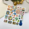 Nueva colección estética de dibujos animados dorada y roja de seis pegatinas en relieve para journaling, decoración de fundas de teléfono y materiales de bricolaje