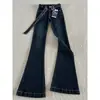 150cm Jeans Pequeno Azul Escuro Micro-flare Feminino Outono Novo Cintura Média Elástico Slim-fit Calça Ferradura