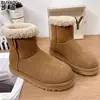 Botas de Neve Sangpo Rosa de Lã de Couro Genuíno para Mulheres, Espessadas e Quentes para o Inverno, Grandes Sapatos de Algodão Estilo Nordeste, Botas Curtas Birkenstock