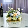 Mesa Redonda de Comedor para Hotel con Flores en el Centro, Mesa Redonda de Restaurante Flores en Mesa, Decoración de Banquete, Arte Floral, Decoraciones de Mesa para Sala de Conferencias, Flores