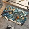 Alfombra de Piso de Franela Impresa Moderna con Textura Fluida de Ágata Chapada en Oro de Tono Azul de Lujo Ligero Transfronteriza Decoración de Alfombra para el Hogar