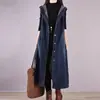 Nuevo Chaleco de Mezclilla Largo sin Mangas con Capucha Estilo Coreano Tallas Grandes Holgado para Mujer Otoño 2026