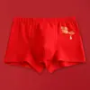 Cuecas Vermelhas Atacado para Meninos do Ano do Cavalo, Boxer Briefs de Algodão Grau A para Crianças, Crianças Maiores e Bebês, Boxer Briefs Vermelho Vibrante