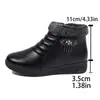 Zapatos de Algodón para Mujeres de Mediana Edad y Mayores Invierno 2026 Suela Plana Antideslizante Calentitos Engrosados Botines Cortos para Mayores Suela Suave Zapatos de Piel con Felpa
