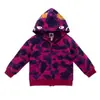 Moletom com zíper e capuz infantil para primavera e outono, camuflado, design de tubarão de desenho animado, cardigã casual para meninos e meninas