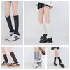 Calcetines de punto al por mayor con vuelta y borde de madera, manga para calcetín, calcetines de tubo largo para mujer, calcetines de felpa cálidos de otoño e invierno, nuevos