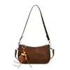 Bolso de Terciopelo Flocado para Mujer 2026 Nuevo de Moda Otoño Retro Nicho Estampado de Leopardo Bolso de Hombro Individual Debajo del Brazo Bolso Cruzado para Viaje