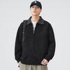 Cárdigan Sudadera Holgada con Solapa Estilo Nuevo Primavera y Otoño 2025 para Hombre Estilo Japonés Retro Moderno Versátil Casual Pareja Negro