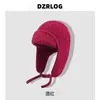 Chapéu Aviador de Lã Teddy Cor Sólida de Inverno para Mulheres, Gorro de Tricô à Prova de Frio com Proteção para Orelhas, Circunferência da Cabeça Grande, Chapéu de Tricô Moderno e Quente