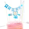 Rosa y azul tierno pequeño hermoso Super flor enchufe hermoso inserto para palillo de dientes diamante decoración de pastel accesorios bandera 6 piezas